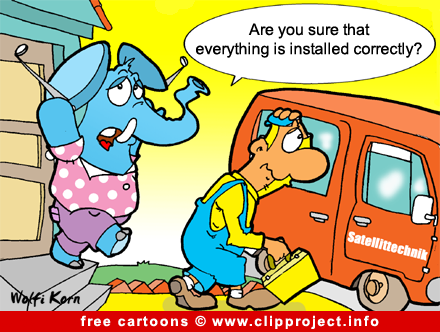 Elephant and satellite dish cartoon image free
