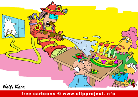 Firefighter and Birthday Cake cartoon free