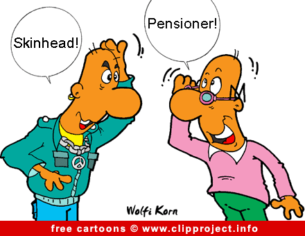 Skinhead and pensioner gif cartoon for free