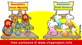 Souvenirs from Russia and Greece cartoon image free