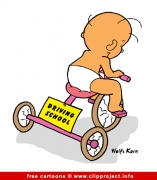Driving school cartoon - Baby and bike